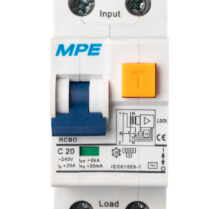 Cầu dao bảo vệ dòng rò, quá tải và ngắn mạch RCBO 2 cực, 20A, 30mA, 6kA mã RCBO-30/220